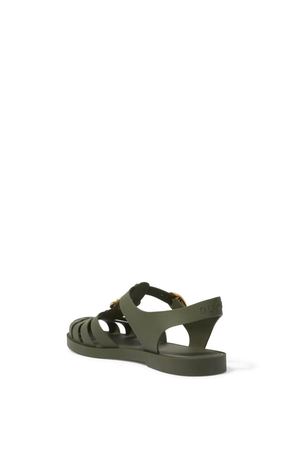 Gucci o1loc1c0625 Double G Rubber Sandals in Green Size US 8.5 / EU 41-42 - 2 Thumbnail