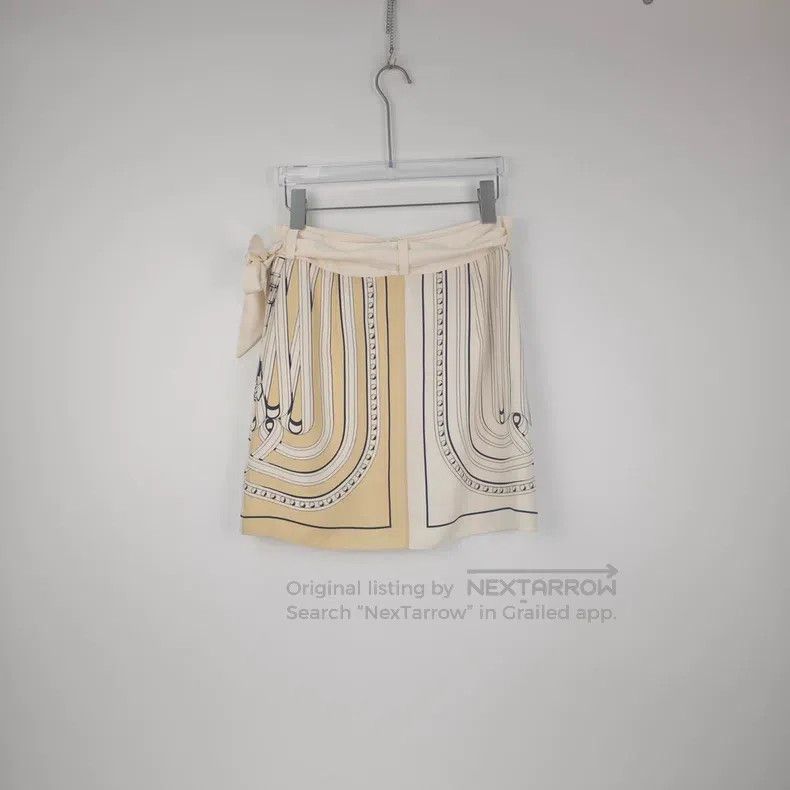 Hermes Hermes Off-white Rope Pattern Silk Short Skirt Size 24" / US 00 / IT 34 - 4 Thumbnail