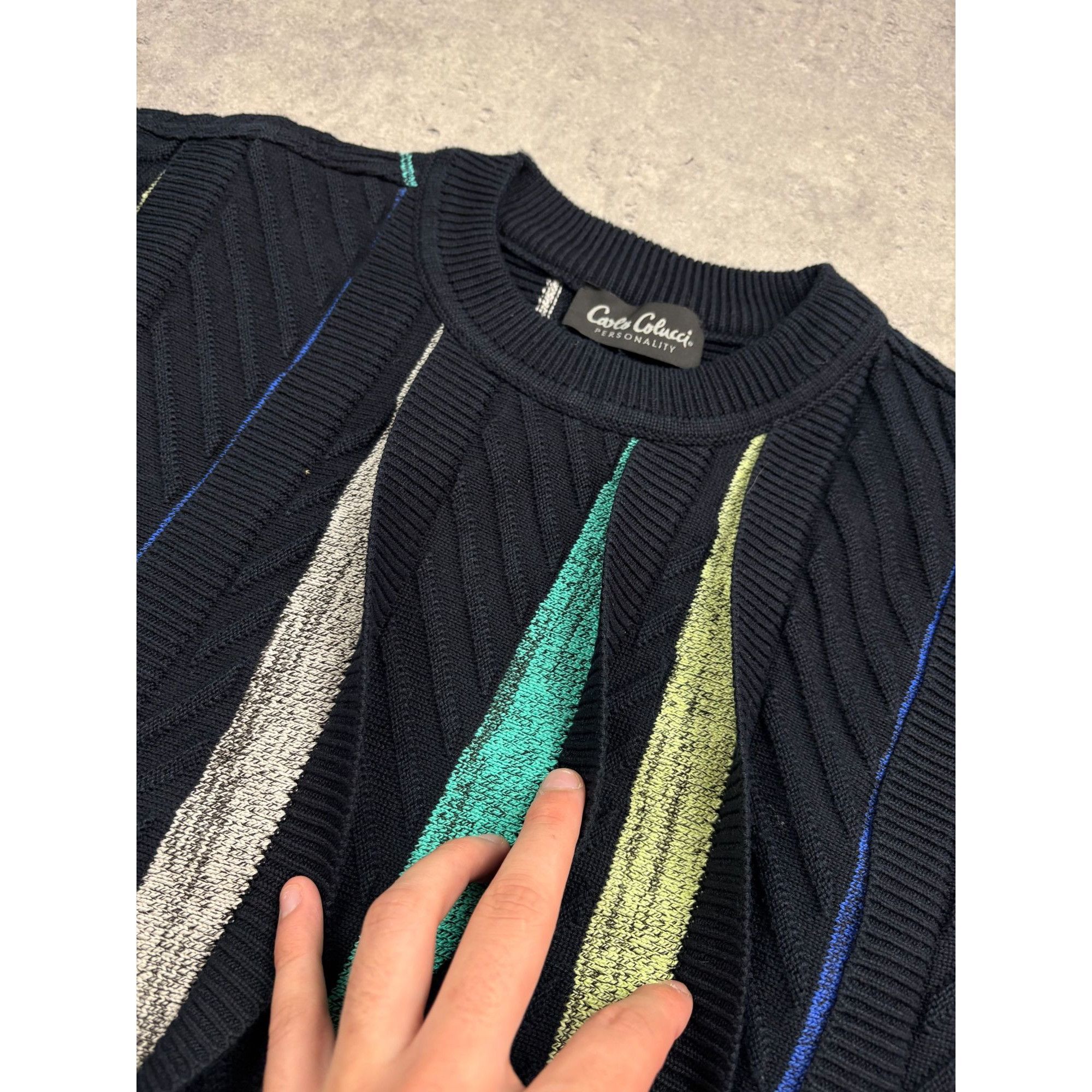 Carlo Colucci Carlo Colucci Personality Mens Black Sweater With Multicolor Size US M / EU 48-50 / 2 - 3 Thumbnail