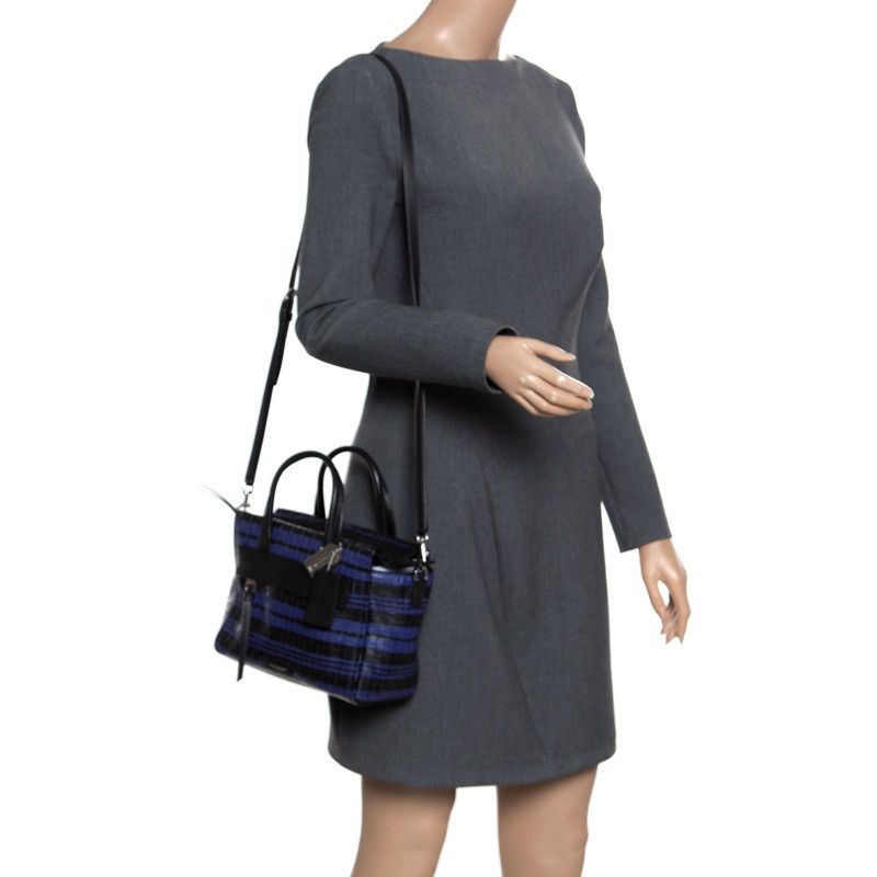 Coach Coach Black/Purple Woven Embossed Leather Top Handle Bag Size ONE SIZE - 10 Thumbnail