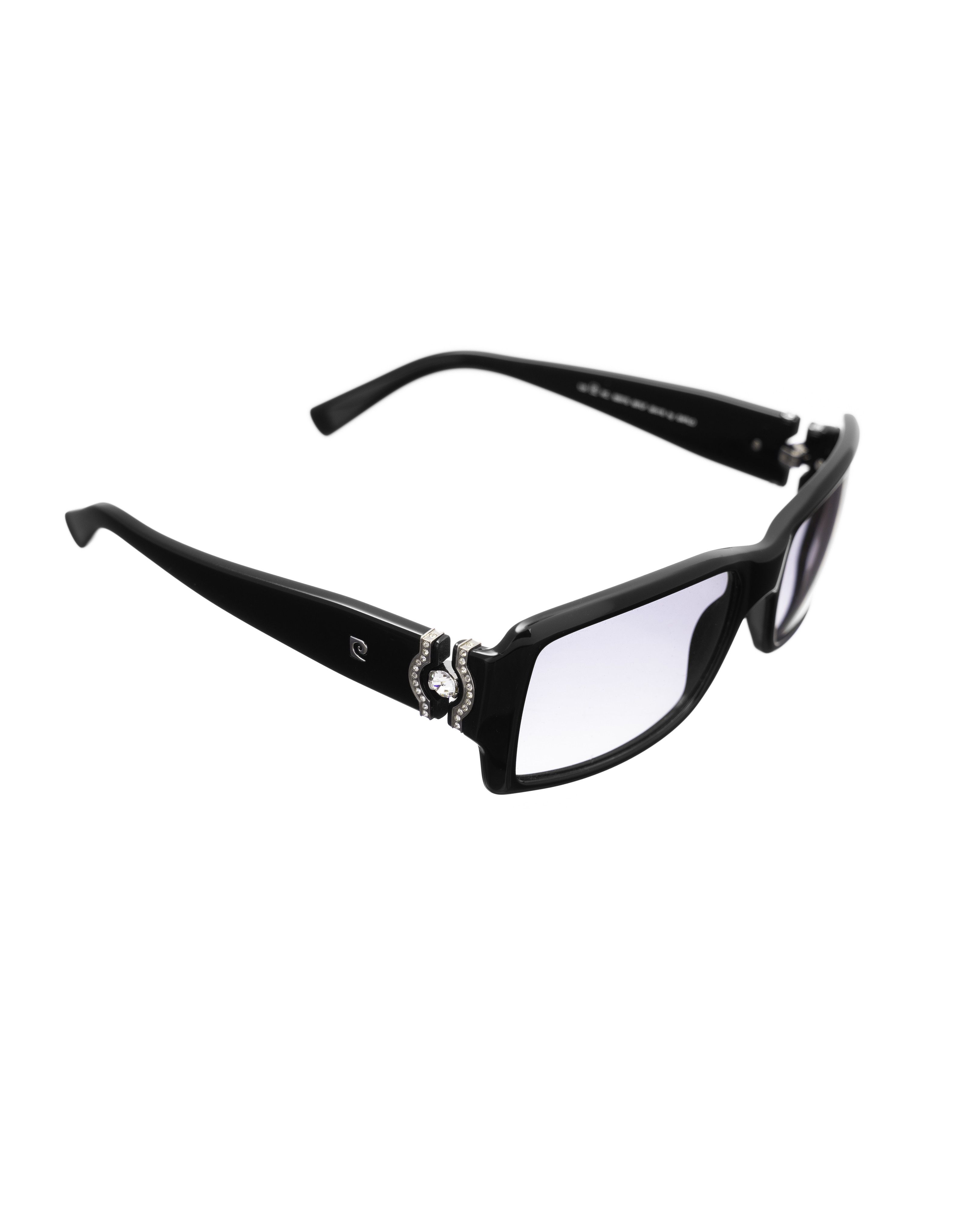 Pierre Cardin Pierre Cardin 00s Rectangle Black Sunglasses With Crystals Size ONE SIZE - 1 Thumbnail