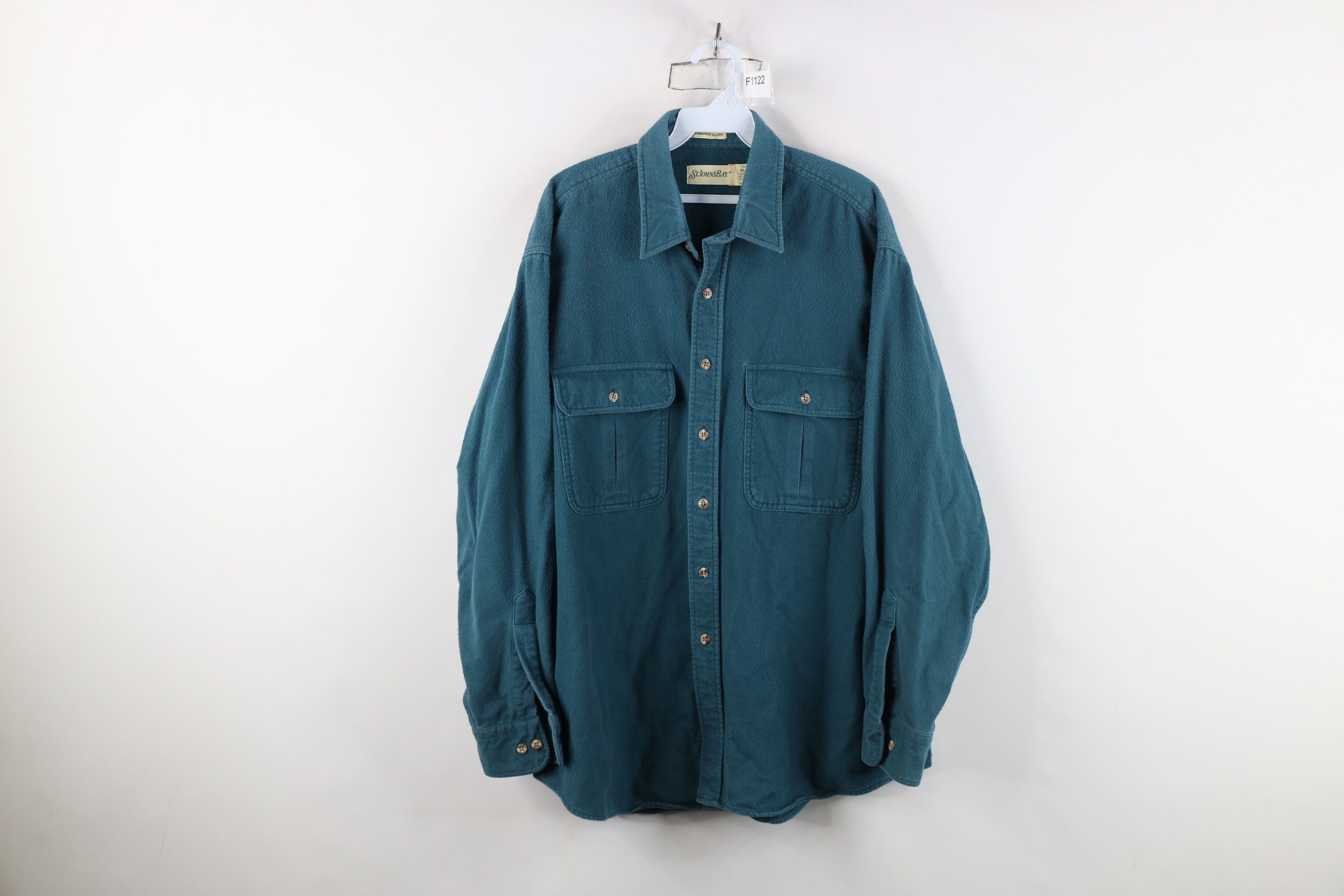 Vintage Vintage 90s Streetwear Cloth Collared Button Shirt Green Size US XL / EU 56 / 4 - 1 Thumbnail