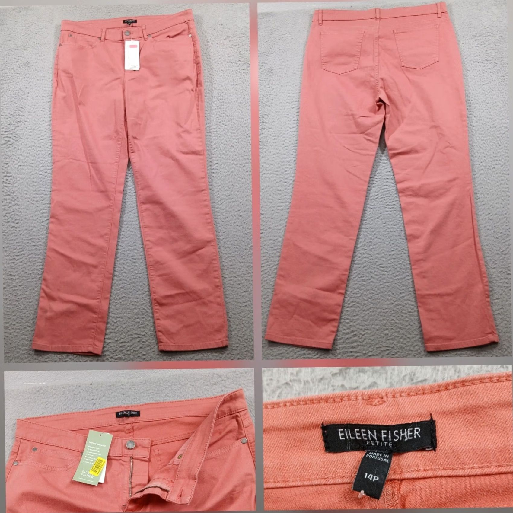 Eileen Fisher Eileen Fisher Jeans Petite 14P Salmon Pink Organic Cotton Stretch Slim NWT Size 36" / US 14 / IT 50 - 2 Thumbnail