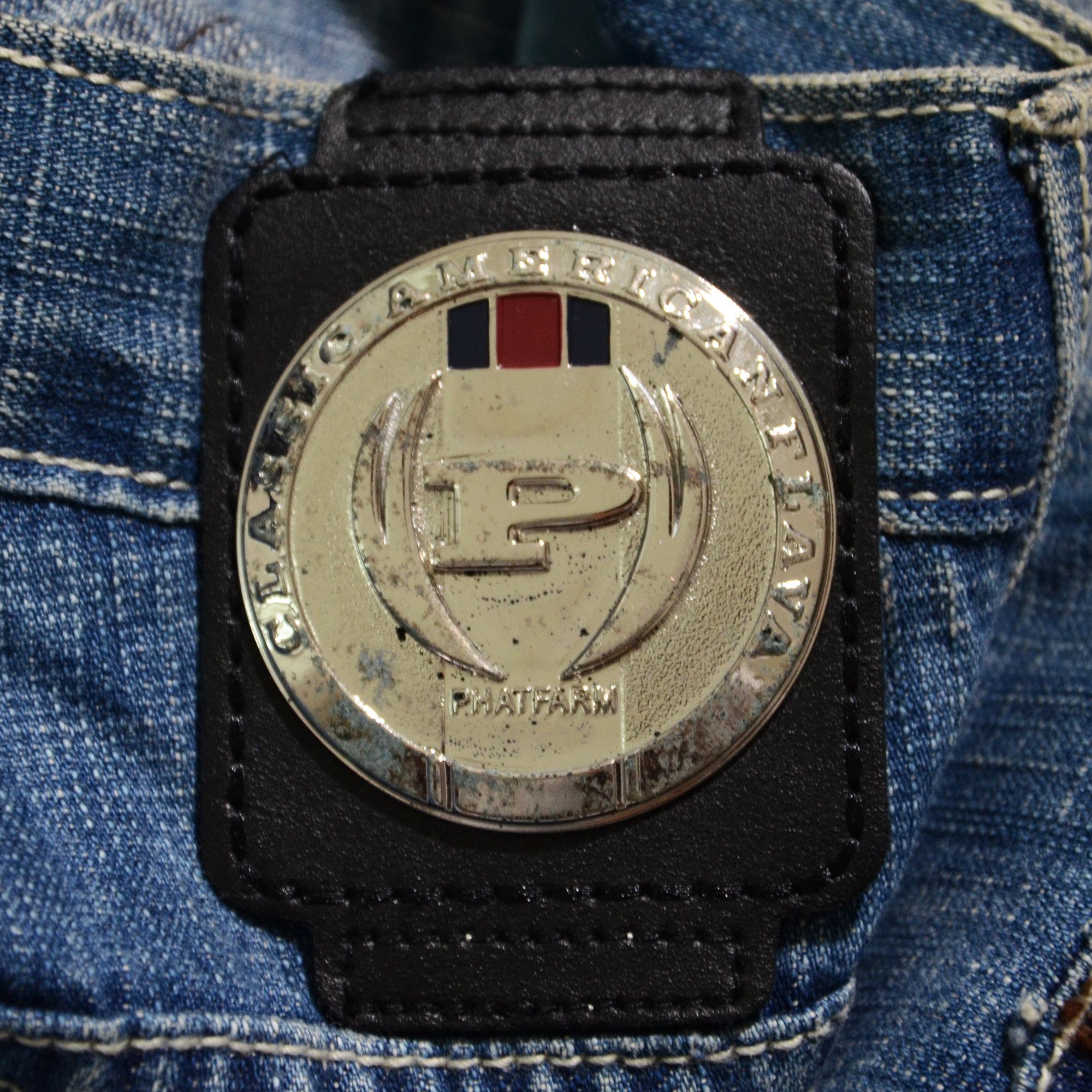 Phat Farm [Folding Color Defects] PF Denim 90s Hiphop Streetwear Size US 30 / EU 46 - 6 Thumbnail