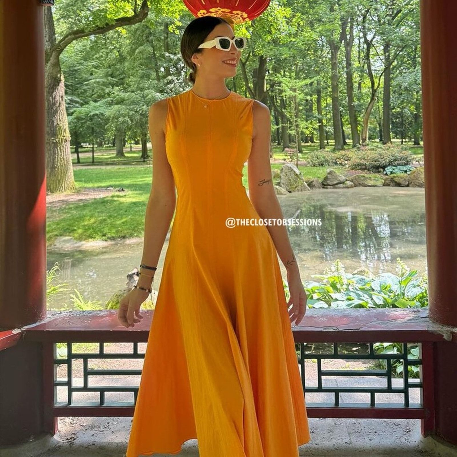 Zara ZARA Orange A-Line Midi Dress NWT Size M / US 6-8 / IT 42-44 - 15 Thumbnail