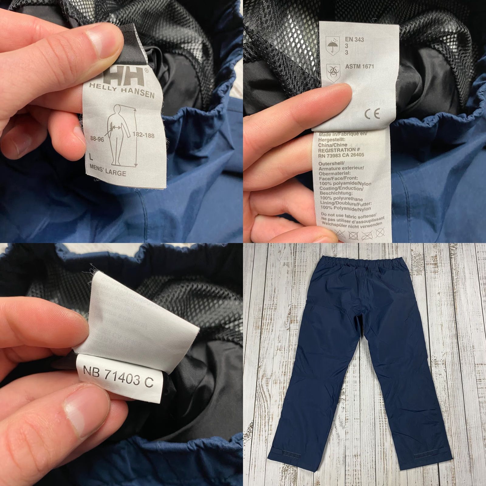 Helly Hansen VINTAGE HELLY HANSEN Water/Windproof Shell Pants EMT Large Hellytech Workwear Pathogen Navy Blue Men L Pants Pathogen Resistance 90s? Size US 33 - 8 Thumbnail