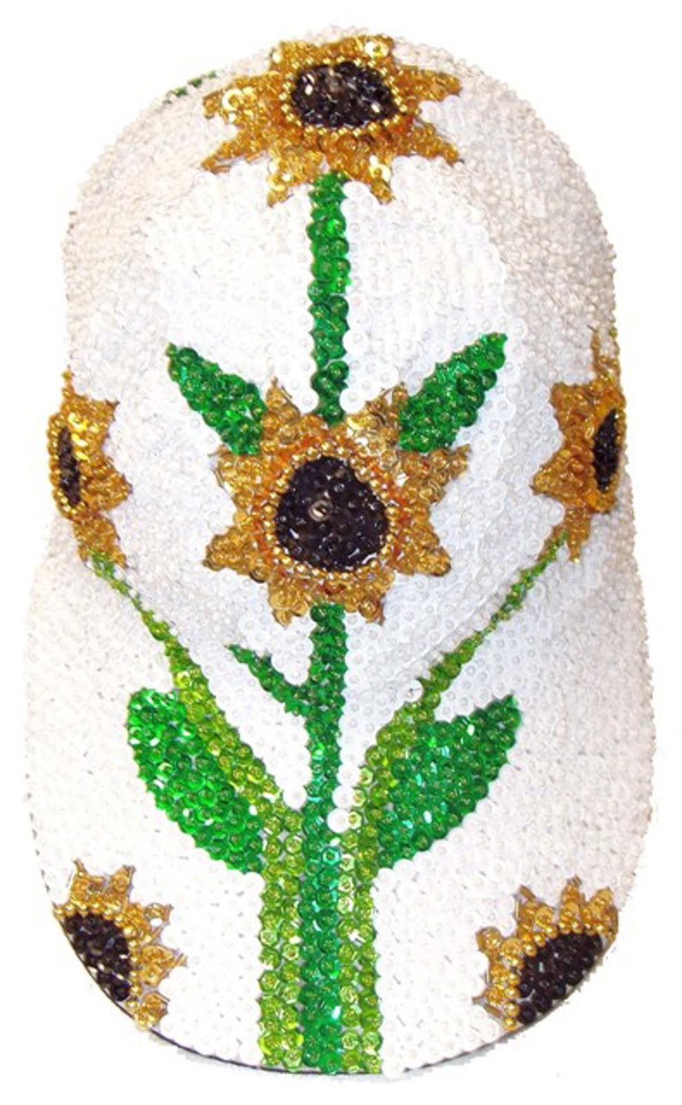 Designer Sequin Baseball Cap SUNFLOWER WHITE Size ONE SIZE - 1 Preview