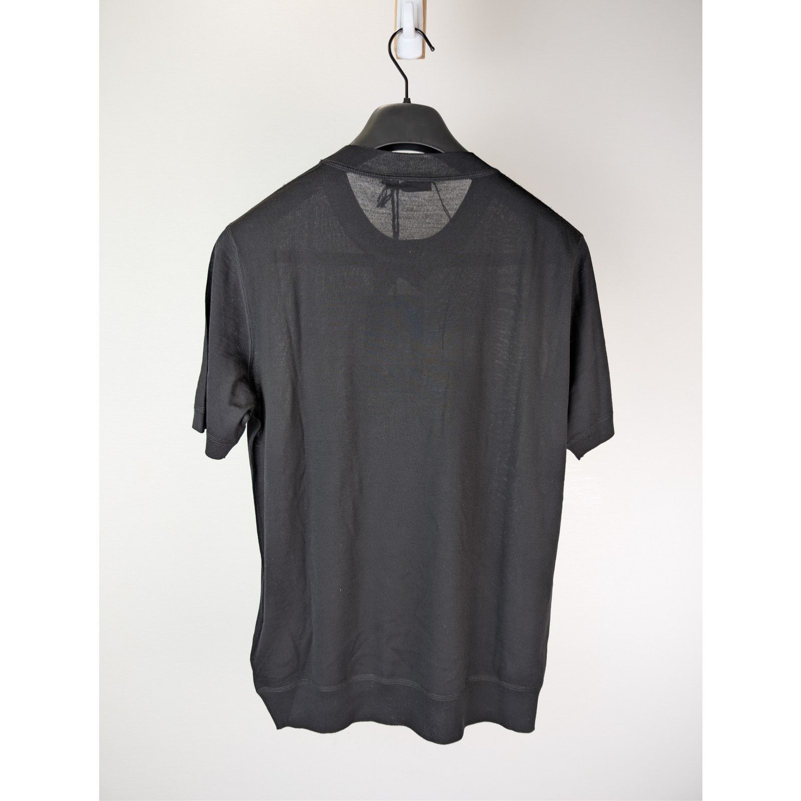 Prada o1rshd1 Logo Intarsia Short Sleeve Crewneck Sweater in Black Size US M / EU 48-50 / 2 - 10 Thumbnail