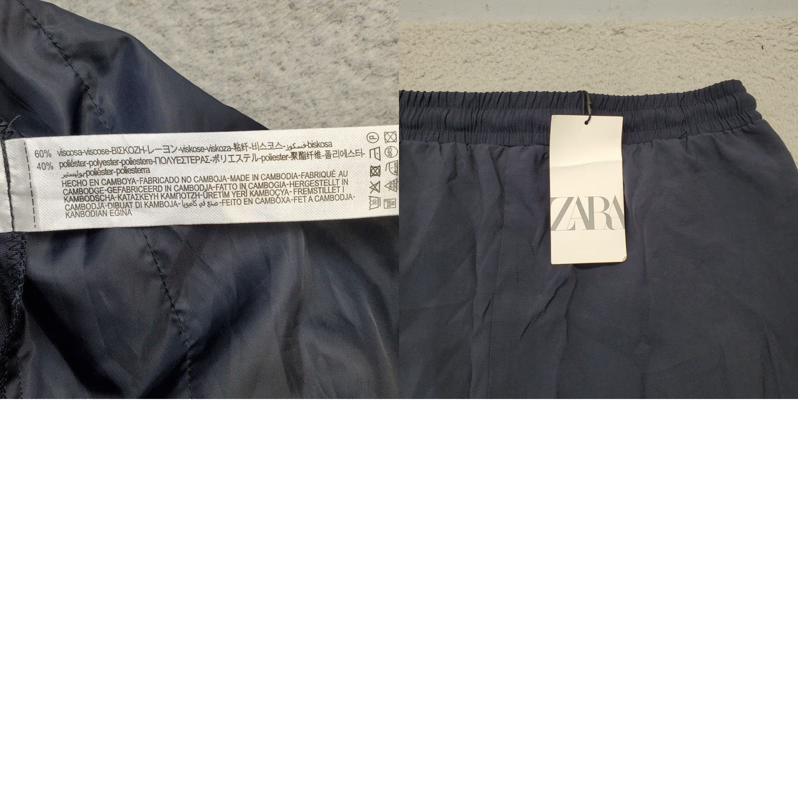 Zara Zara Jogger Pants Womens L Navy Elastic Waist Drawstring Tapered Leg Casual Size 36" / US 14 / IT 50 - 8 Thumbnail
