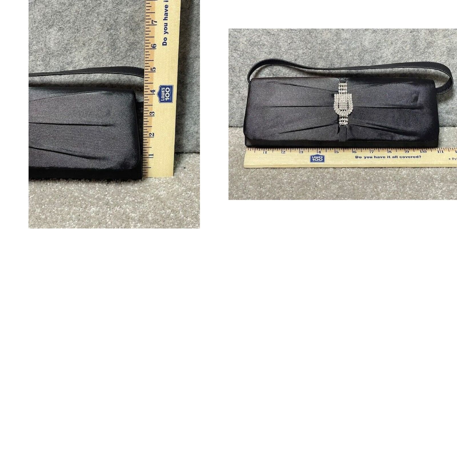 Vintage VINTAGE Black Satin Evening Shoulder Bag Old Hollywood Glam Formal Prom Size ONE SIZE - 8 Thumbnail