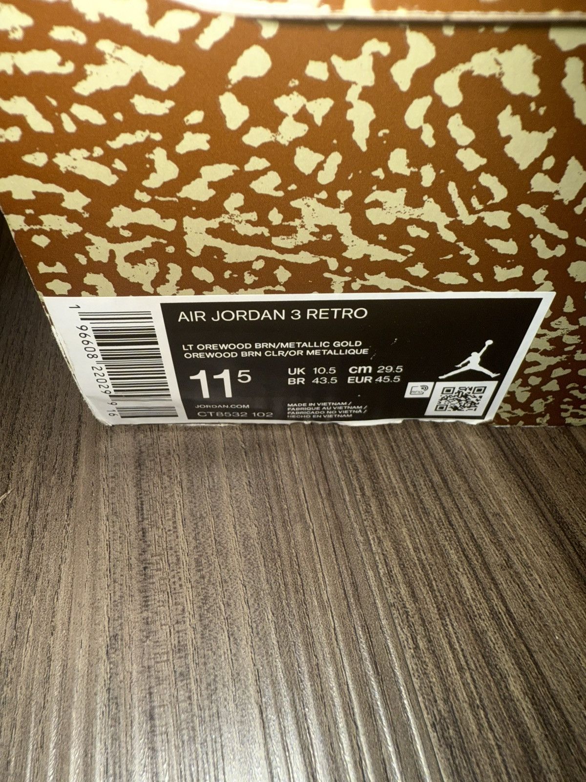 Nike Nike Air Jordan 3 Retro Palomino Size 11.5 Light Orewood Size US 11.5 / EU 44-45 - 2 Thumbnail