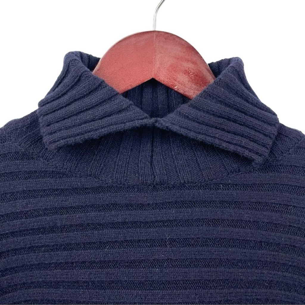 Oak + Fort NEW OAK+ FORT Chunky Blue Wool Ribbed Sweater Size OS Size ONE SIZE - 4 Thumbnail