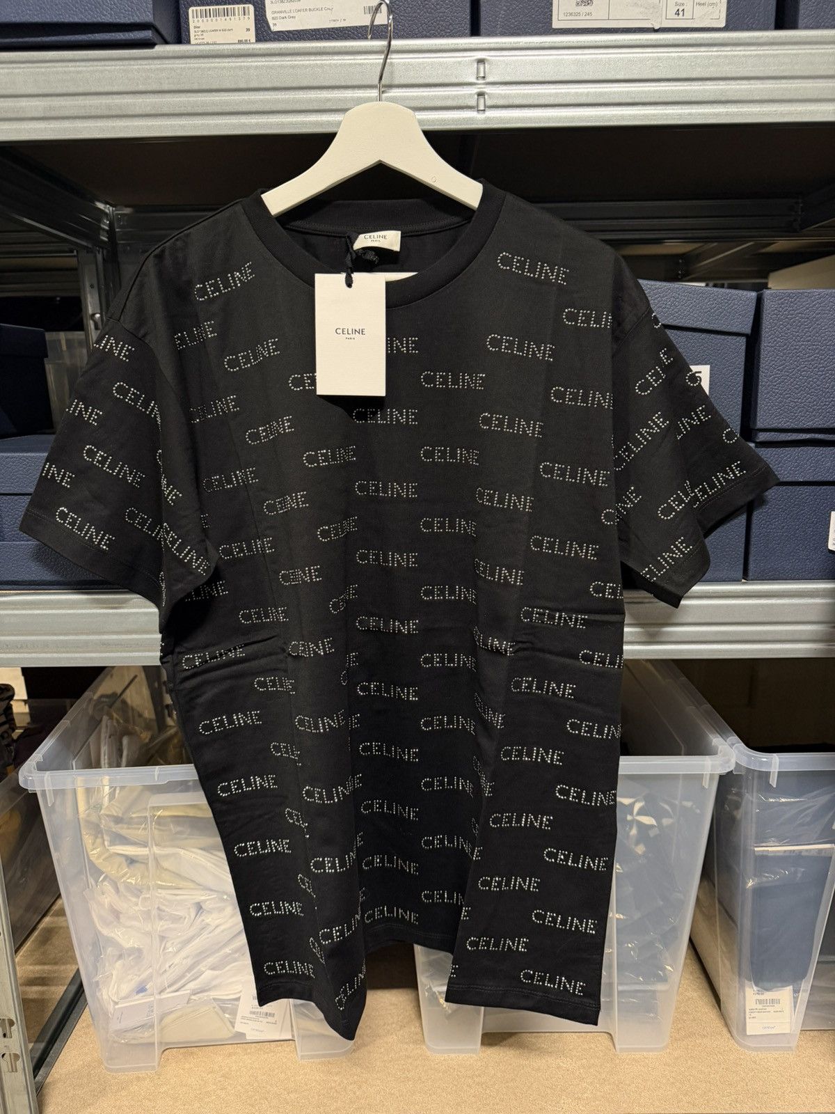 Celine Celine Paris Rhinestone Logo T-Shirt NEW 1300$ Size US S / EU 44-46 / 1 - 1 Thumbnail