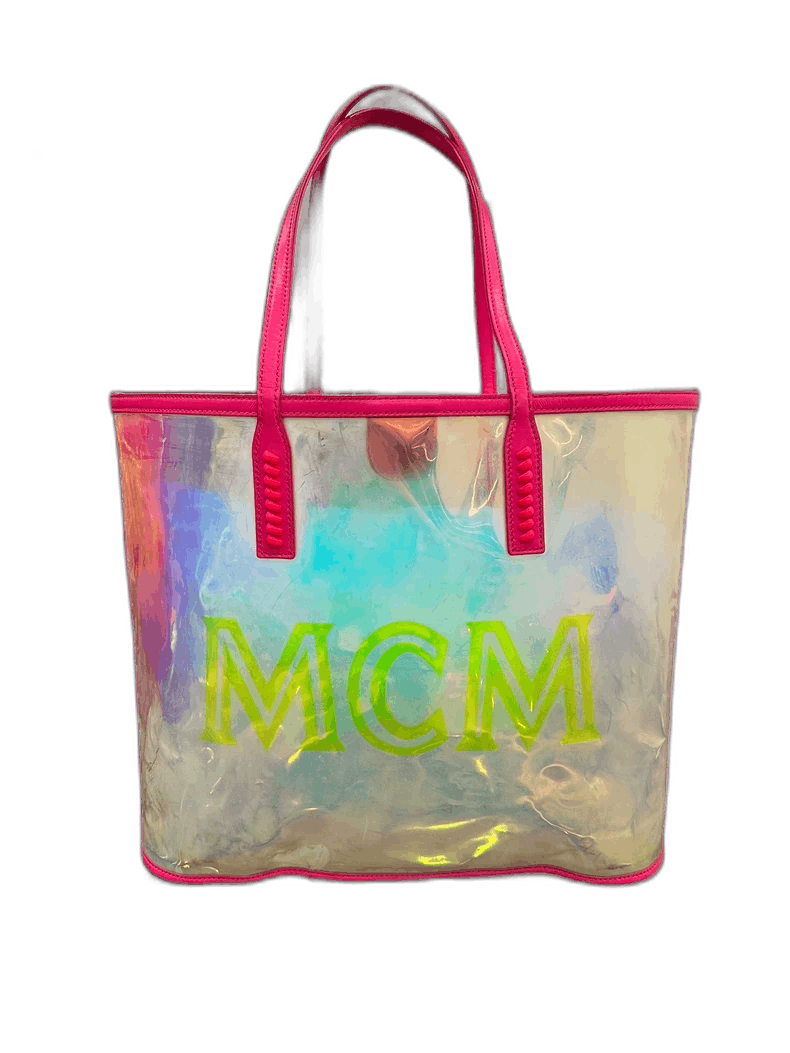 MCM Colorful Transparent Pvc Pink Tote Bag, Men's