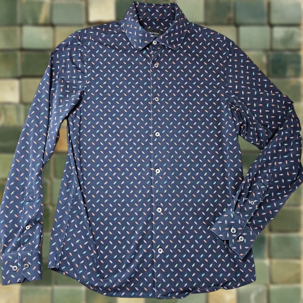 BUGATCHI VINTAGE Bugatchi Shirt Cars Print OoohCotton Mens Small Navy Blue Cotton Blend Regular Long Sleeve Button-Up Size US S / EU 44-46 / 1 - 1 Thumbnail