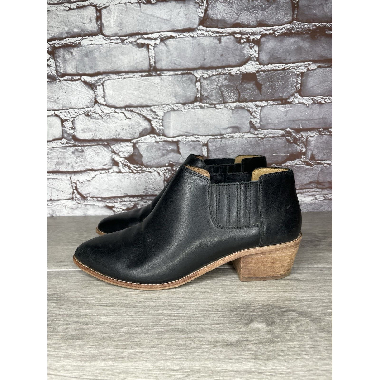 Madewell Madewell The Myles Black Leather Ankle Booties Heeled Boots Size US 8 / IT 38 - 19 Thumbnail