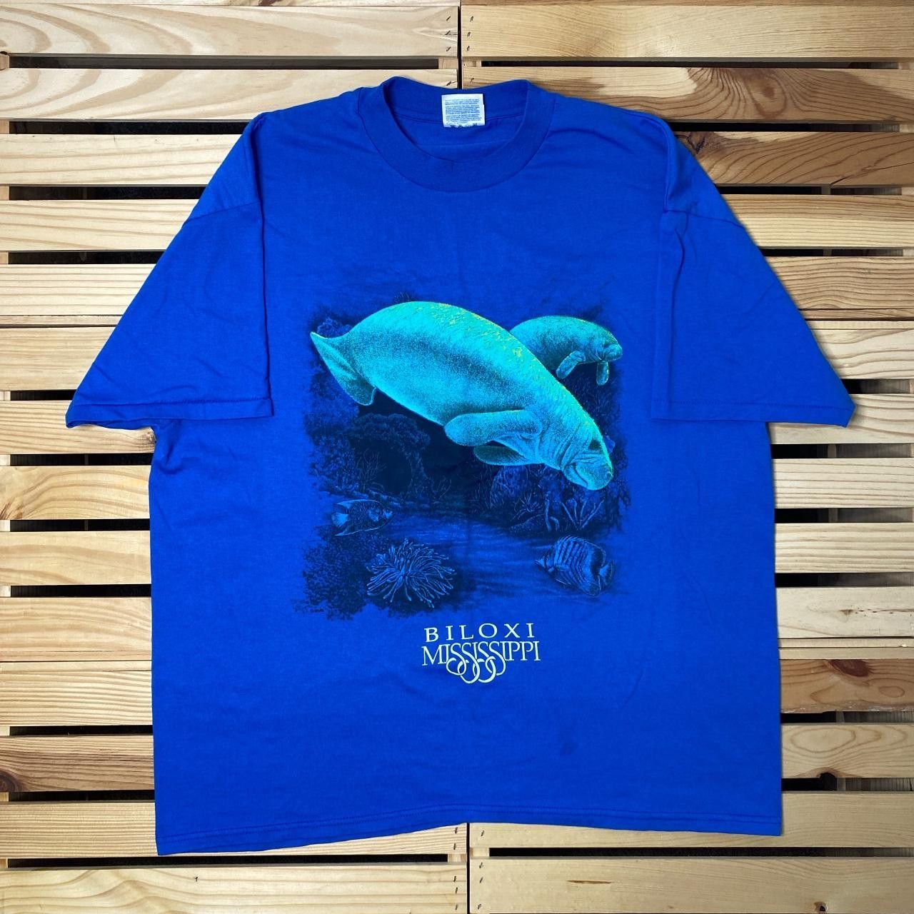 Hanes Vintage Biloxi, MS Aquarium Blue Manatee Nature Tee Size XL Size US XL / EU 56 / 4 - 1 Thumbnail