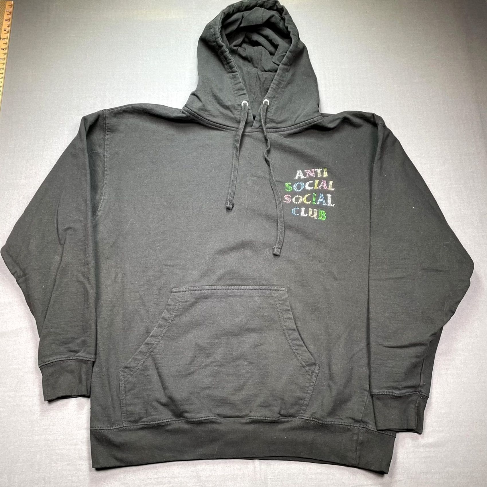 Anti Social Social Club VINTAGE Anti Social Social Club Hoodie Mens XL Black Rhinestone Logo Fleece Pullover Size US XL / EU 56 / 4 - 3 Thumbnail