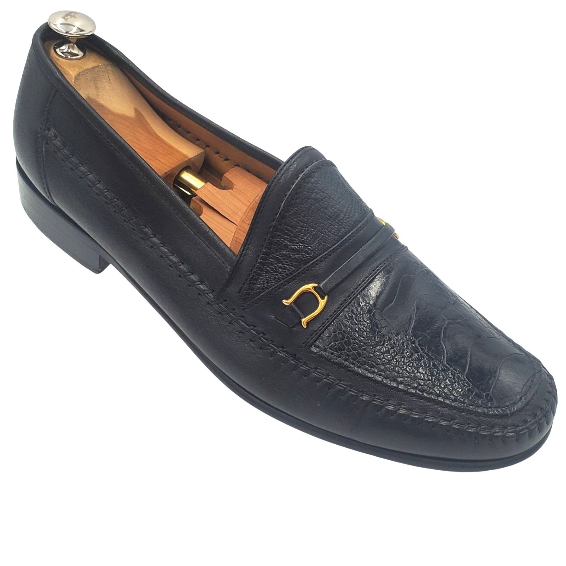 David Eden David Eden Men's size 13 Black Ostrich Leather Horse bit loa Size US 13 / EU 46 - 1 Thumbnail