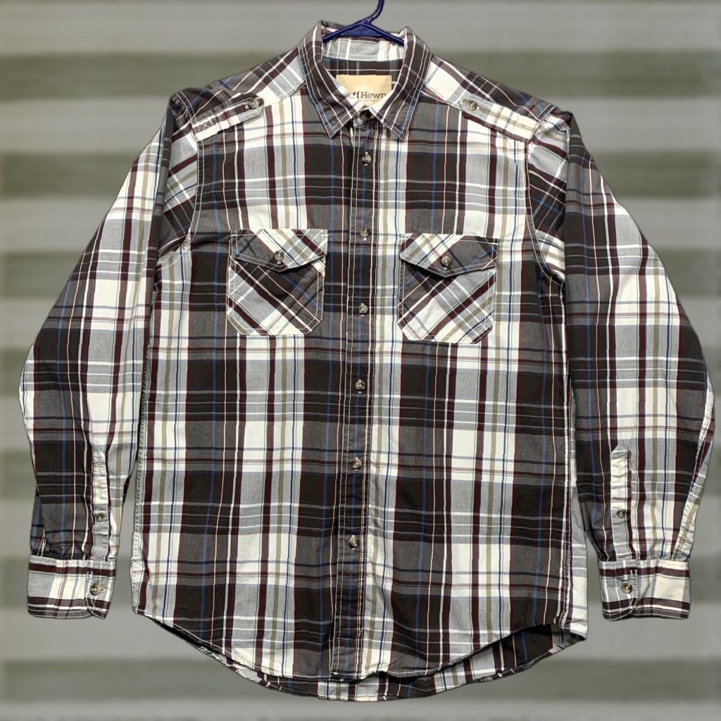 Vintage Ruff Hewn Men's Long Sleeve Shirt Button-Down Brown/Cream Plaid Size Large Size US L / EU 52-54 / 3 - 1 Thumbnail