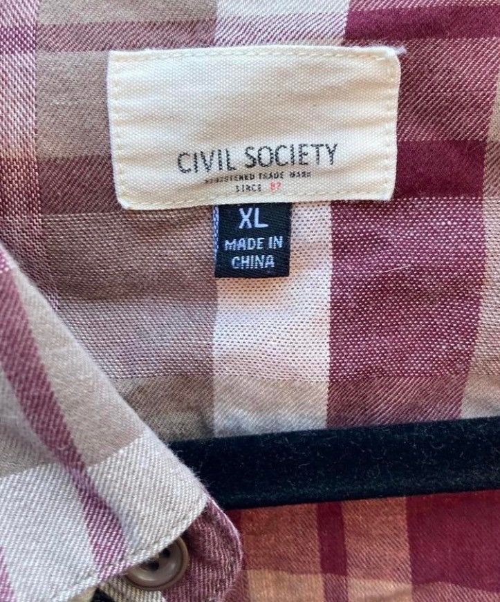 Civil Society Civil Society Burgundy Plaid Flannel Shirt XL Size US L / EU 52-54 / 3 - 7 Thumbnail