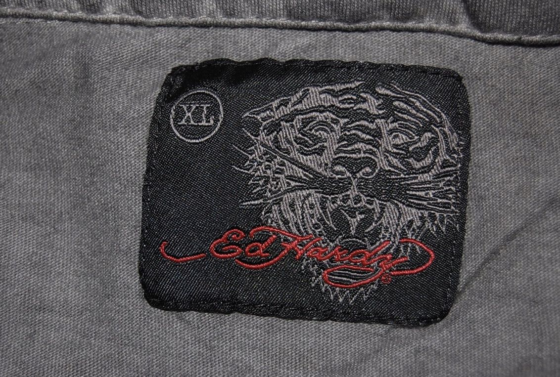 Ed Hardy Y2K ED HARDY CHRISTIAN AUDIGIER PUNK DO OR DIE POLO GRAY Size US M / EU 48-50 / 2 - 9 Thumbnail