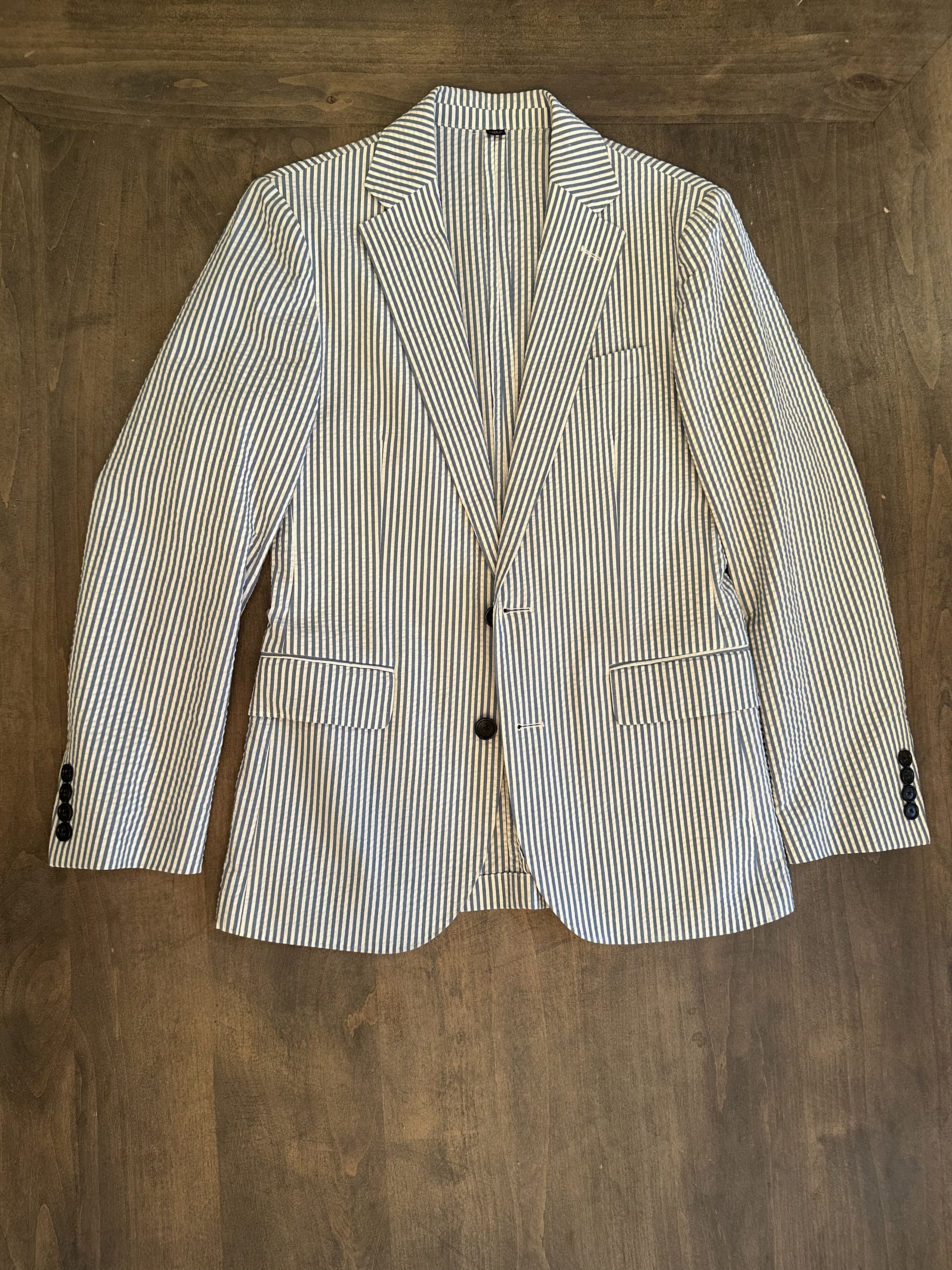 J.Crew J-Crew Seersucker Suit (Blue and White Stripe) Size 34S - 2 Thumbnail