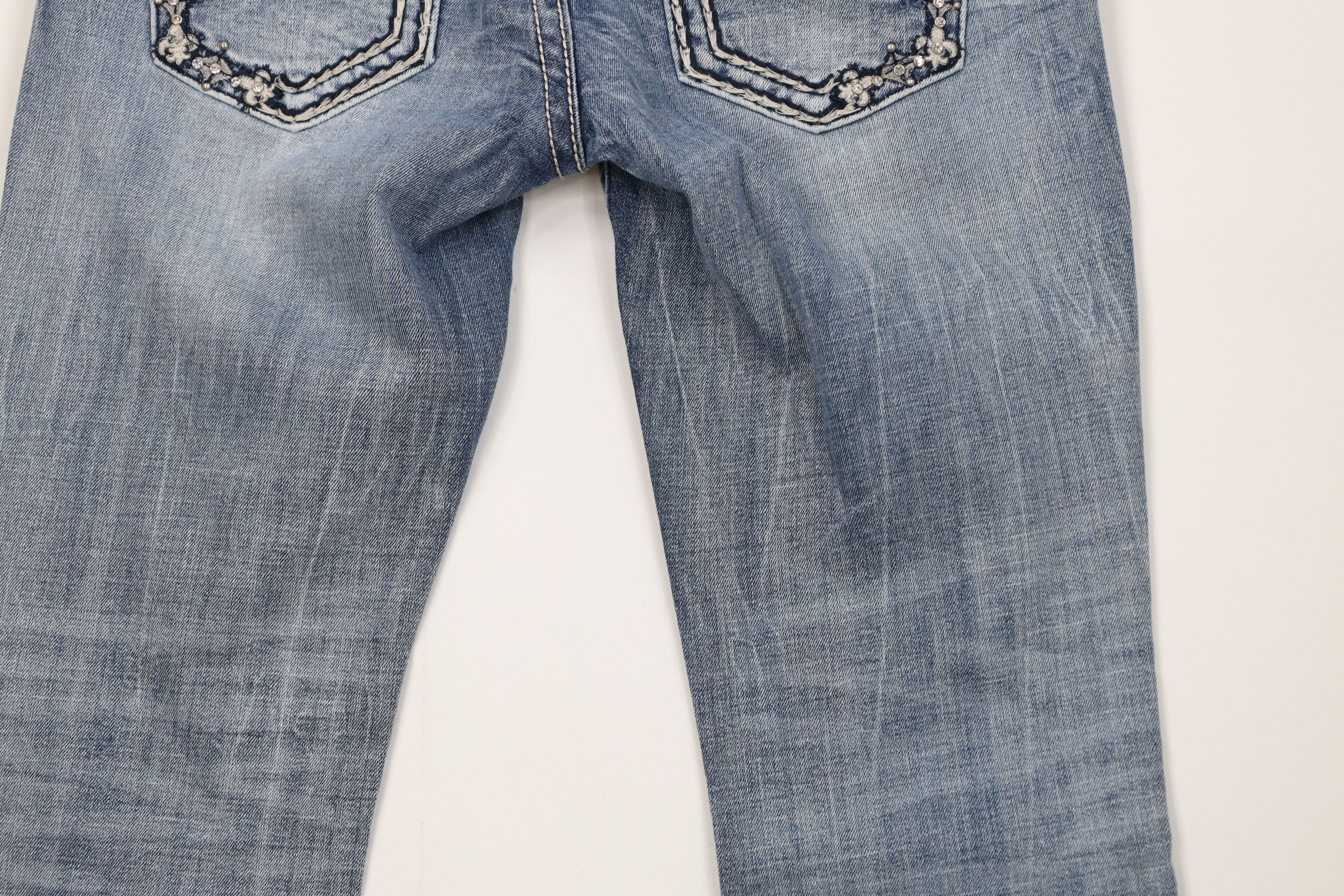 Miss Me Miss Me Thick Stitch Jeweled Stretch Flared Denim Jeans Blue Size 27" / US 4 / IT 40 - 12 Thumbnail
