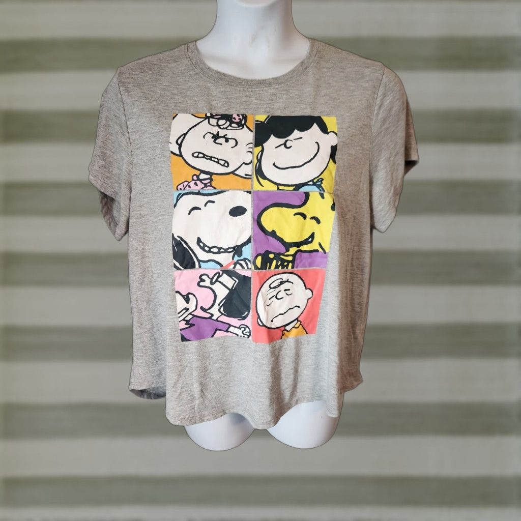 Peanuts Womens Peanuts Snoopy Charlie Brown Gray Short Sleeve T-Shirt 2XL Size XXL / US 16-18 / IT 52-54 - 1 Thumbnail