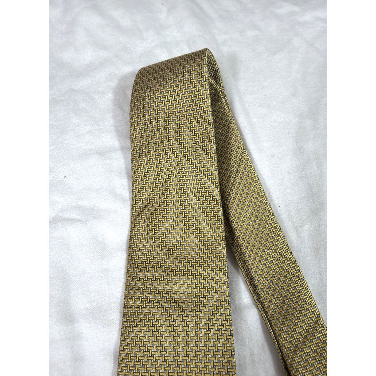 Brooks Brothers Brooks Brothers Tie Men Gold Blue Polyester Geometric Pattern Adult Neckwear Size ONE SIZE - 3 Thumbnail