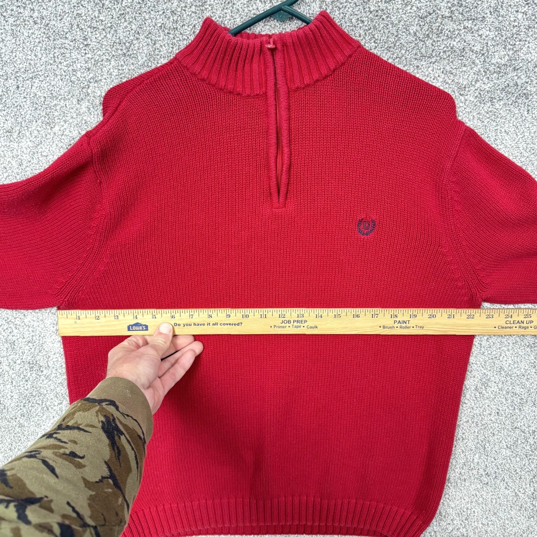 Chaps Chaps Sweater Mens L 1/4 Zip Mock Neck Red Solid Knit Classic Americana Preppy Country Club Ivy Mens Size US L / EU 52-54 / 3 - 4 Thumbnail