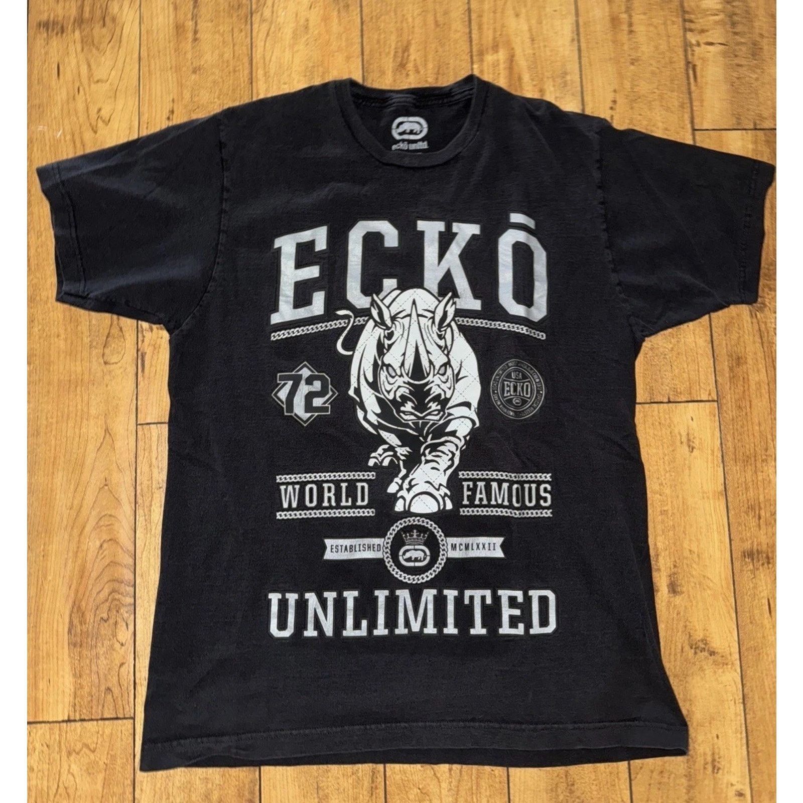 Ecko Unltd. × Vintage Ecko Unltd T-Shirt Rhino Black Large 21x28 Size US L / EU 52-54 / 3 - 1 Thumbnail