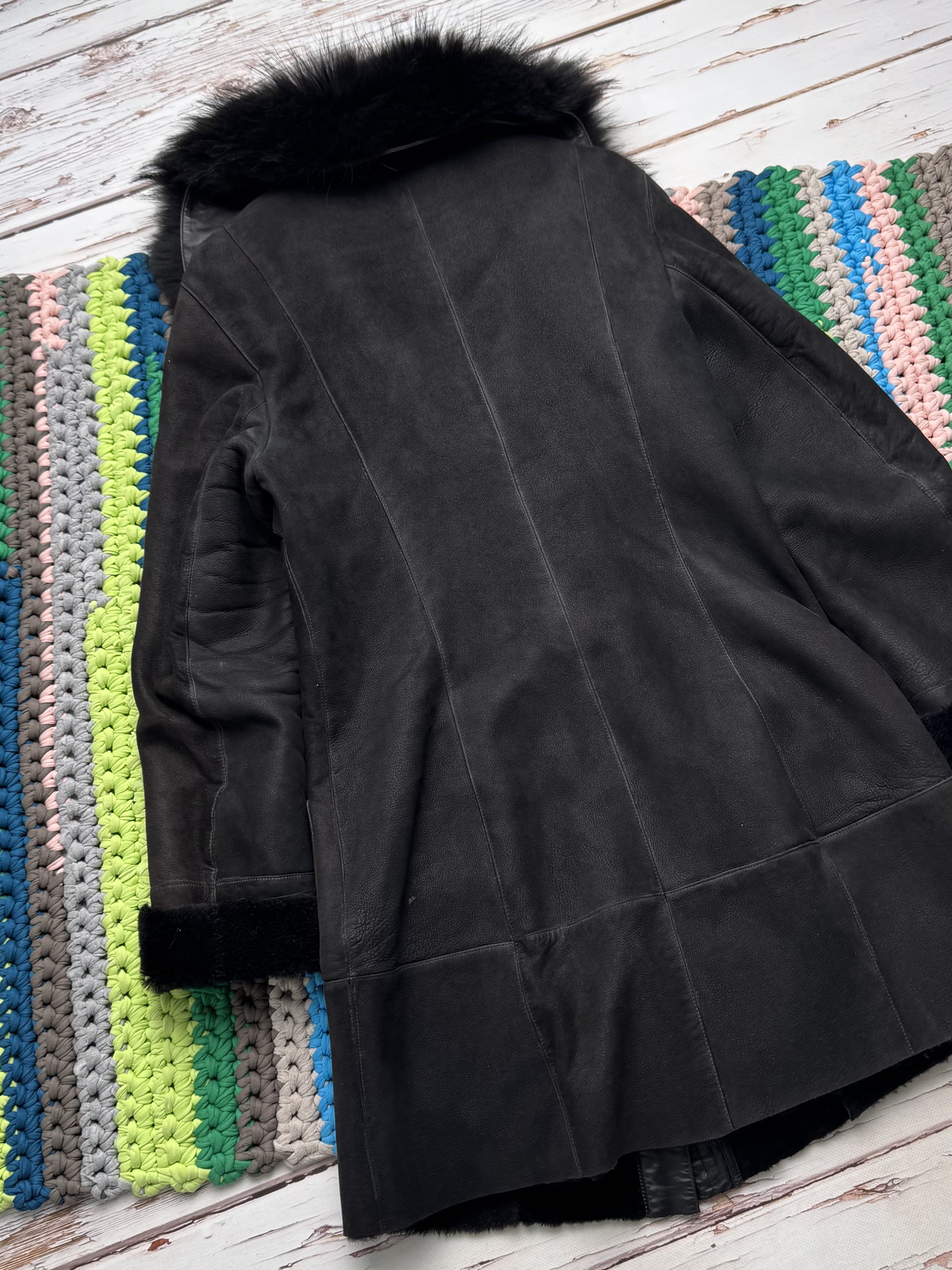 Vintage Women Vintage Sheepskin Leather Coat Black Fur Collar Size M / US 6-8 / IT 42-44 - 14 Thumbnail