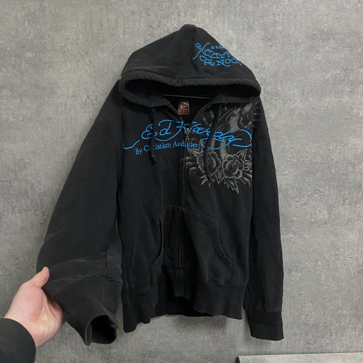 Ed Hardy Vintage Ed Hardy Zip Hoodie All Print By Christian Audigier Size US L / EU 52-54 / 3 - 2 Thumbnail