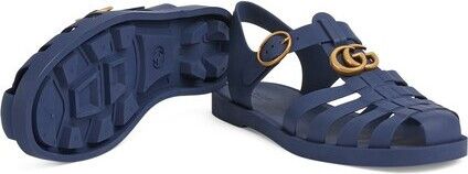 Gucci o1loc1c0625 Double G Rubber Sandals in Blue Size US 7.5 / EU 40-41 - 4 Thumbnail