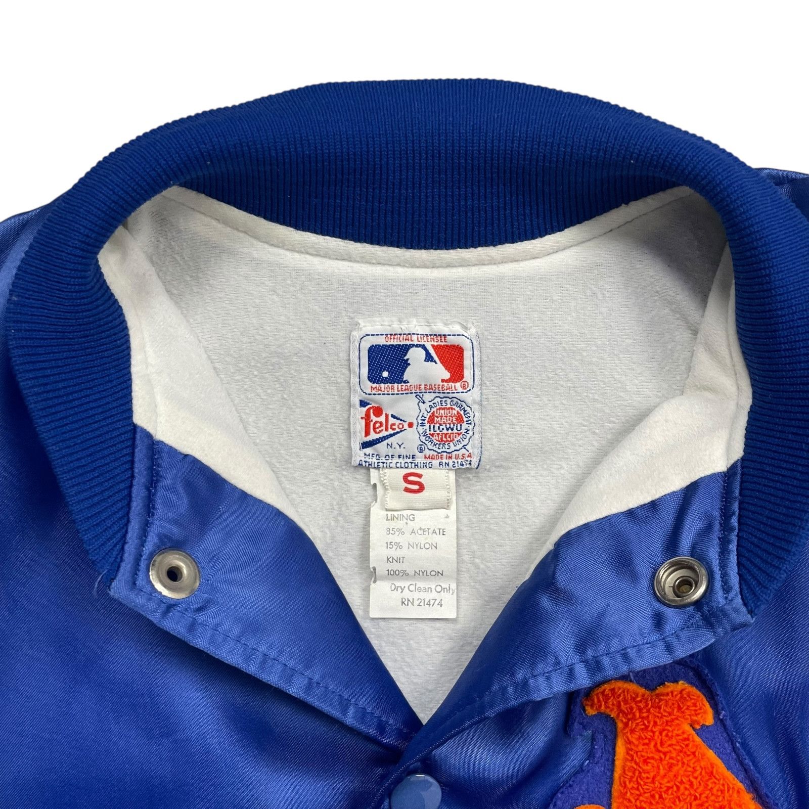 MLB VTG 90s NEW YORK METS FELCO SATIN BOMBER JACKET BLUE Sz S Size US S / EU 44-46 / 1 - 6 Thumbnail