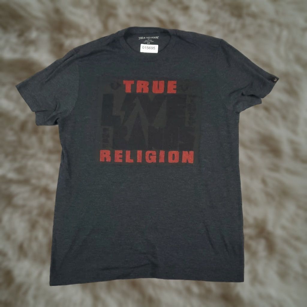 True Religion True Religion T Shirt Mens Size Medium Gray Short Sleeve Crew Neck Logo Cotton Blend Regular Adult Size US M / EU 48-50 / 2 - 1 Thumbnail
