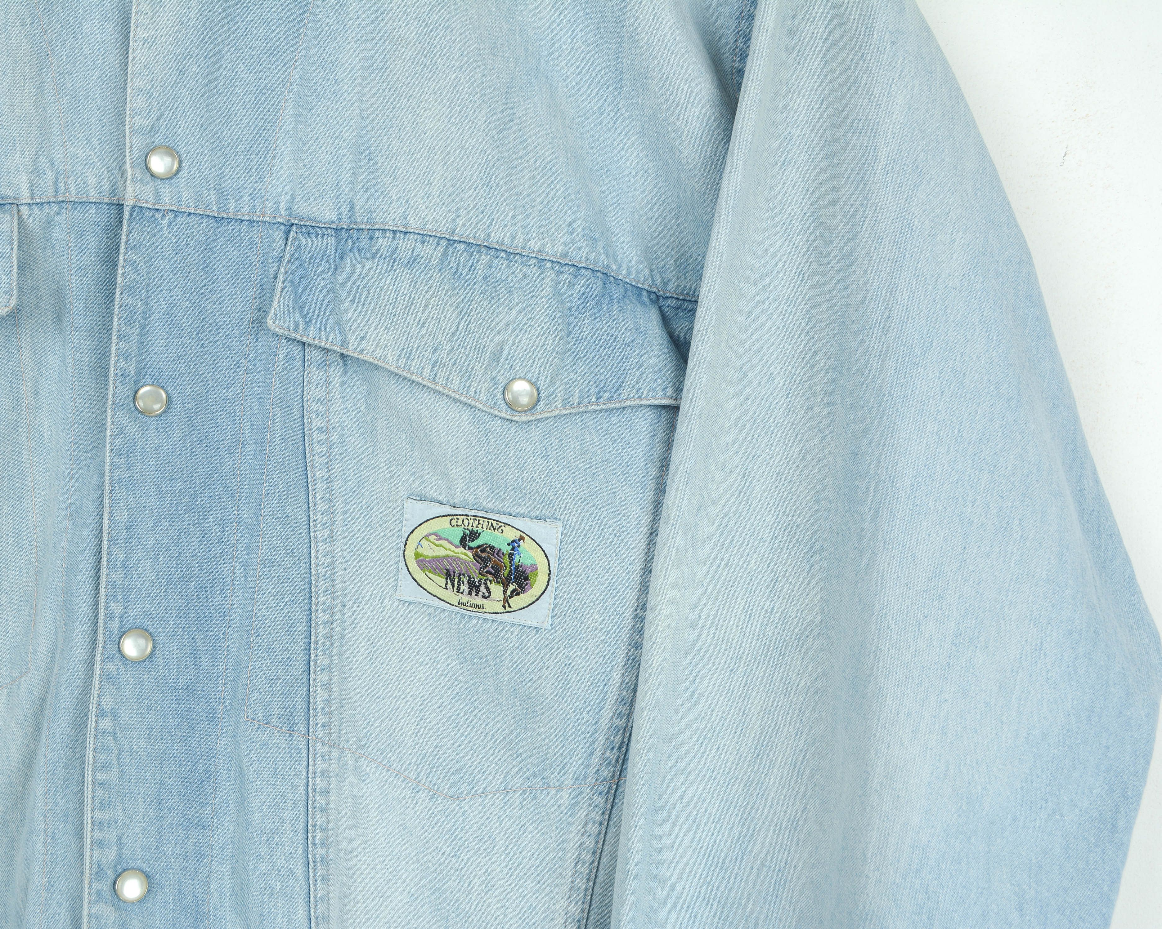 Cowboy Equipment NEWS FLASH Denim Shirt S Long Sleeved Pearl Snap Retro Size US S / EU 44-46 / 1 - 8 Thumbnail