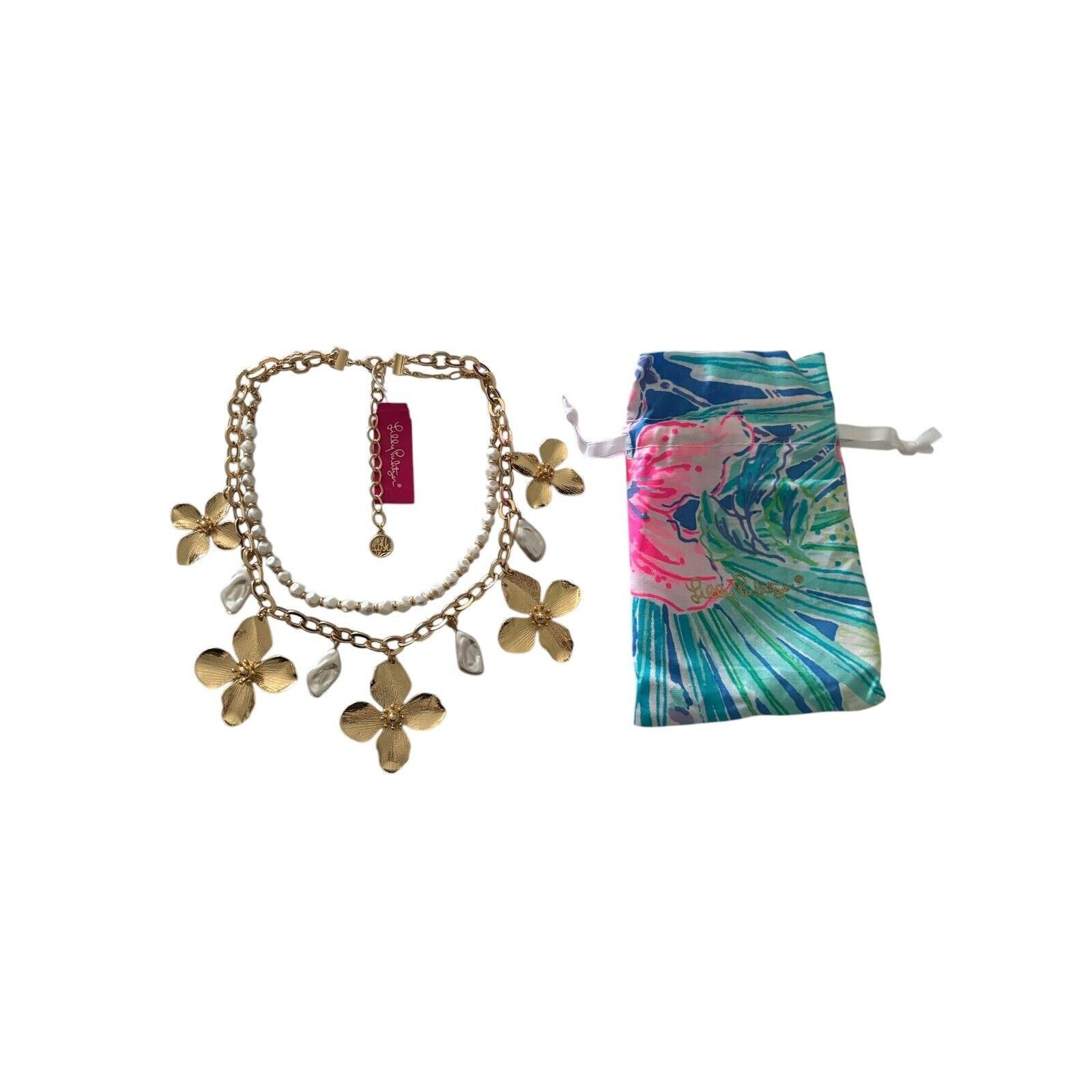 Lilly Pulitzer Lilly Pulitzer Necklace Via Flora Gold Metallic Faux Pearls Size ONE SIZE - 3 Thumbnail