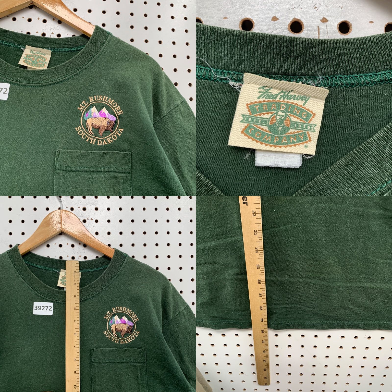 Vintage VINTAGE Mt Rushmore South Dakota Shirt Mens Large Green Pocket USA 90s Vintage Graphic Print T-Shirt Crew Neck Short Sleeve Fred Harvey Size US L / EU 52-54 / 3 - 8 Thumbnail