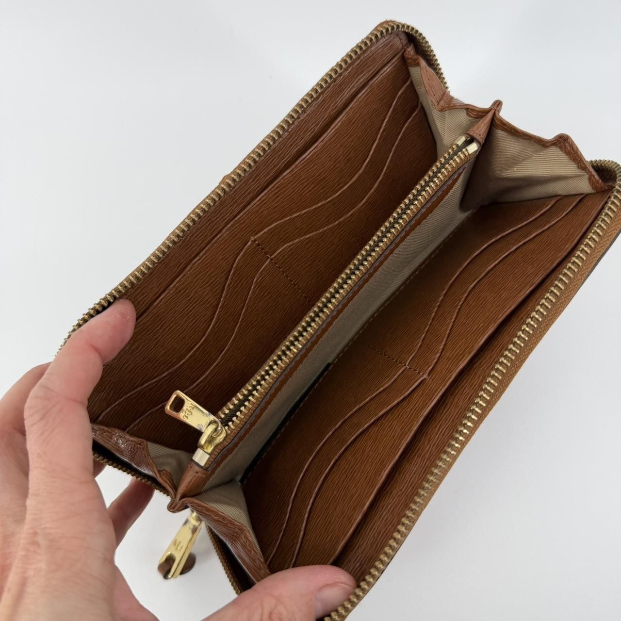 Polo Ralph Lauren Lauren Ralph Lauren Brown Textured Leather Zip Around Wallet Size ONE SIZE - 2 Thumbnail