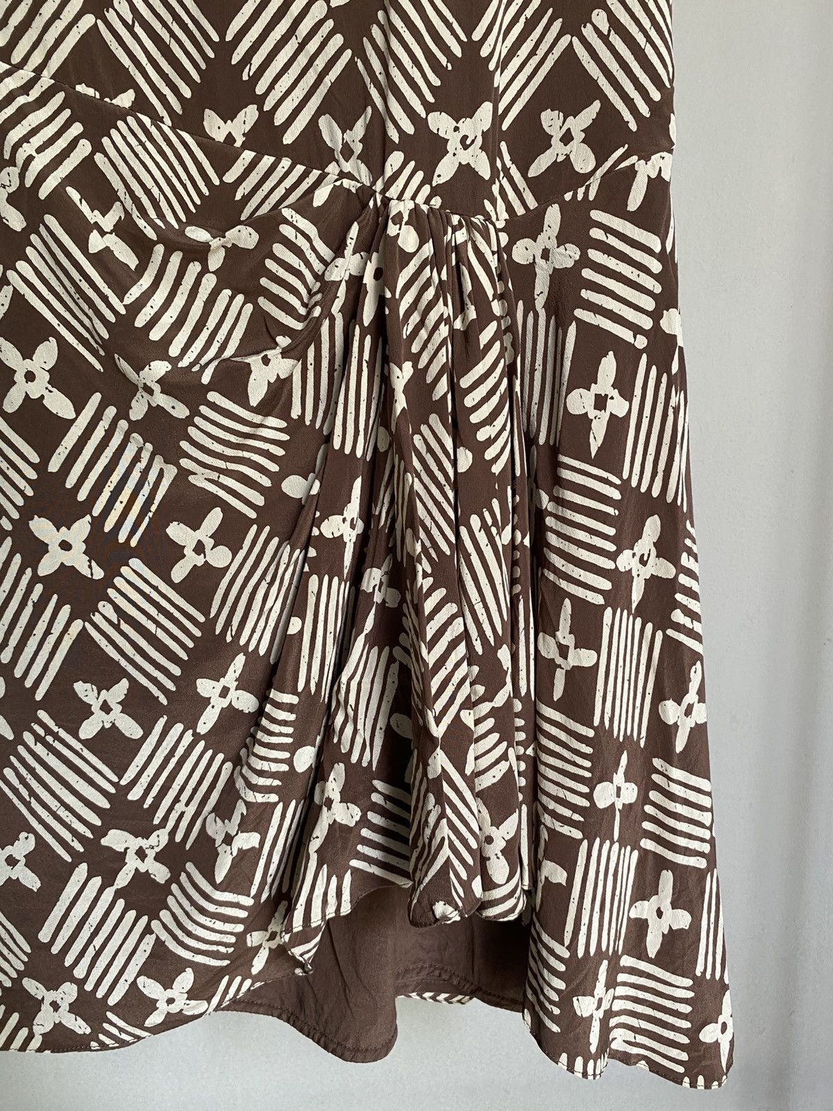 Valentino Valentino Boutique Brown and White Print Mini Dress Size ONE SIZE - 6 Thumbnail