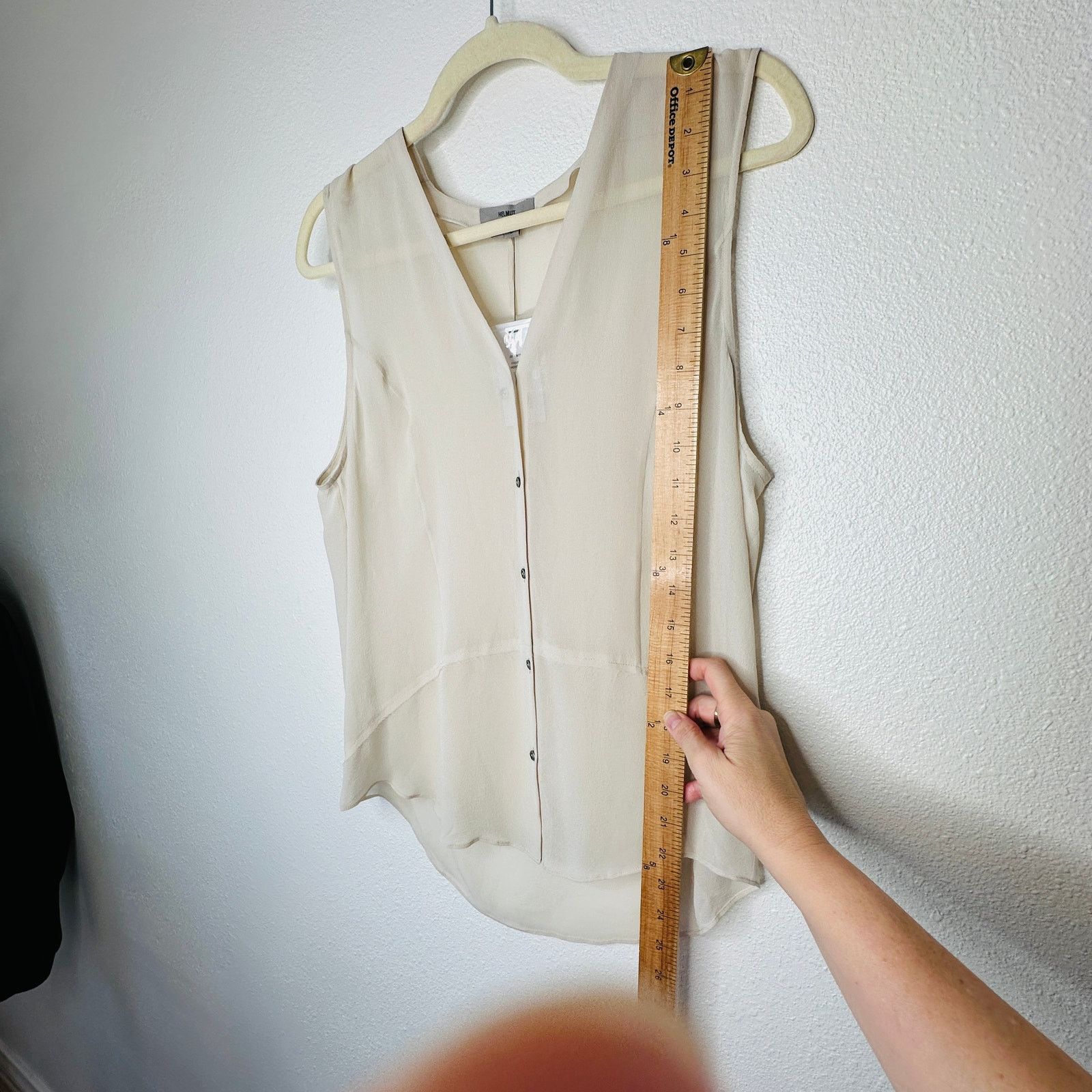 Other NWT Helmut Ghost 100% Sheer Silk in Salt V-Neck Blouse L Size L / US 10 / IT 46 - 11 Thumbnail