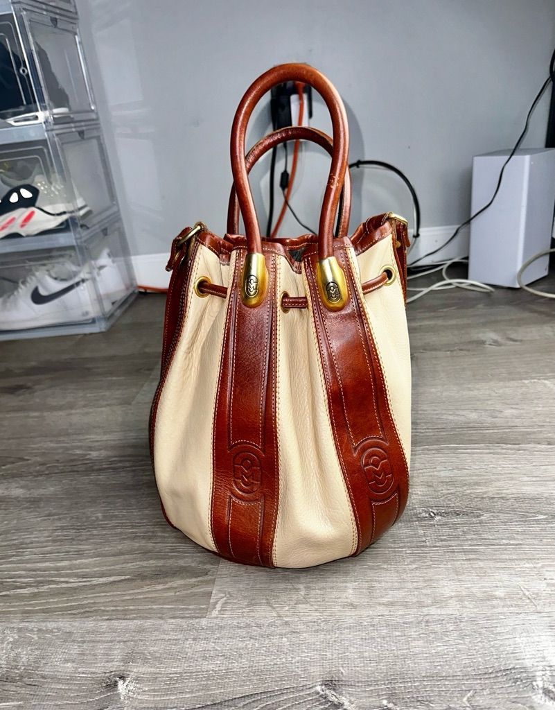 image of Vintage Brown Marino Orlandi Leather Bucket Bag, Women's