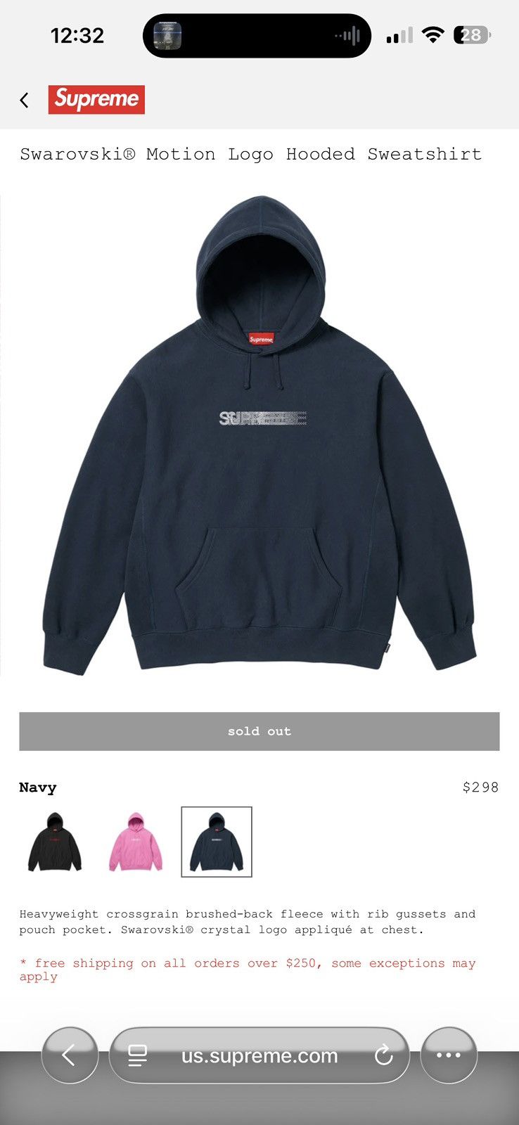 Supreme x Swarovski Motion Logo Hooded Supreme Drops on X