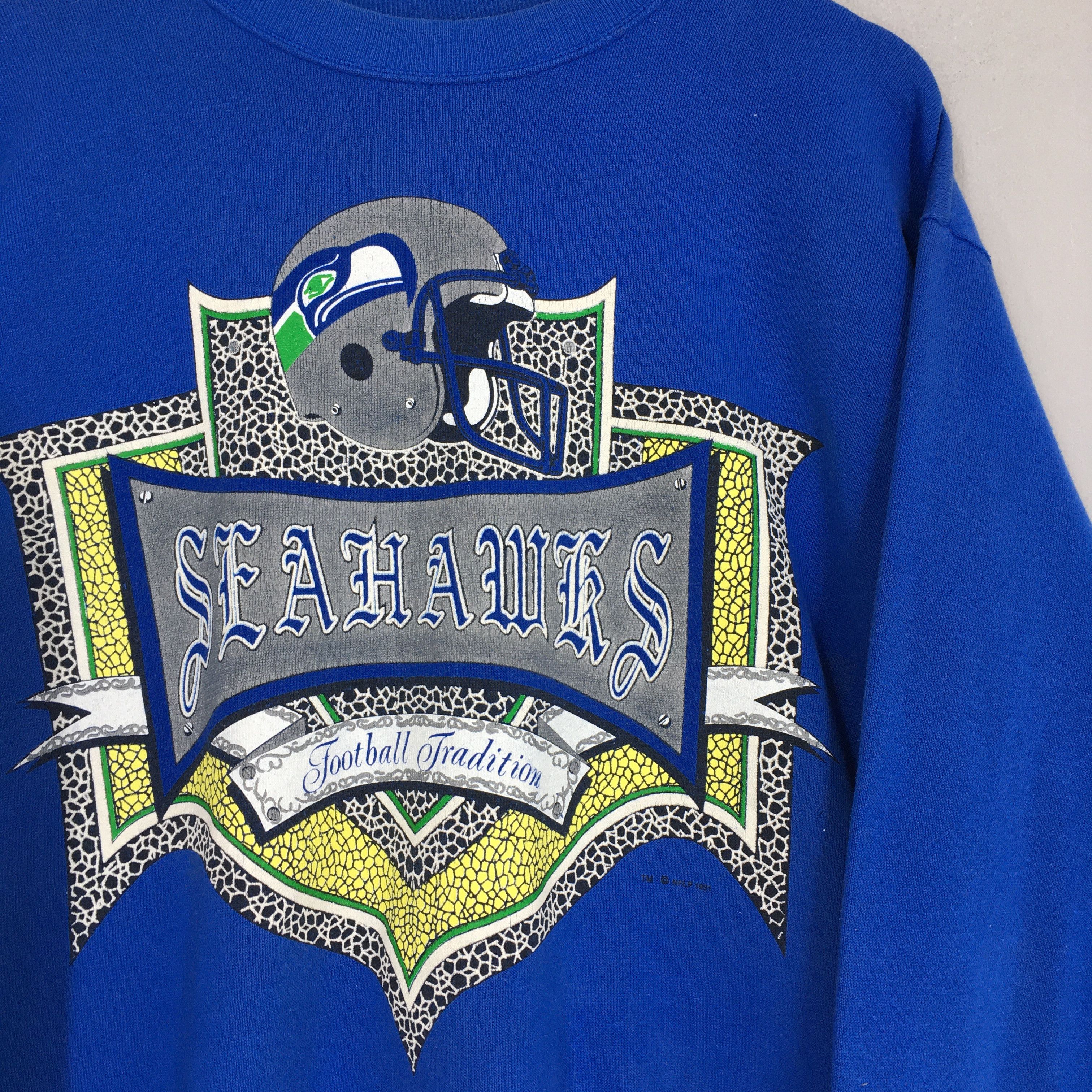 NFL × Vintage Vintage Seattle Seahawks Nfl Rugby Blue Sweatshirt Large Size US L / EU 52-54 / 3 - 2 Thumbnail