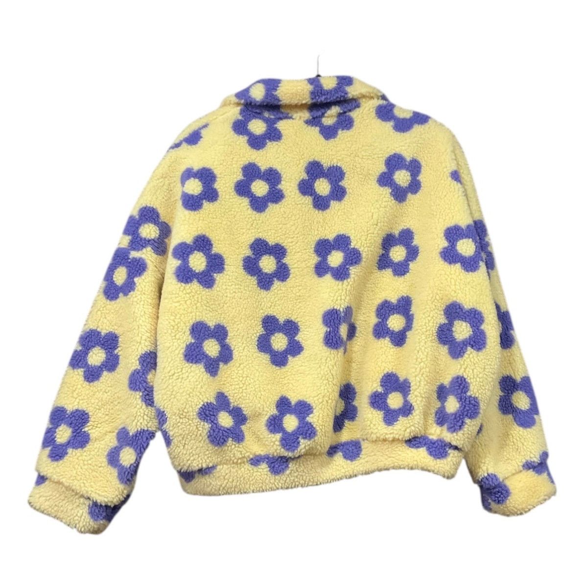 Other Pretty Garbage Sherpa Jacket Women Yellow Purple Flower Size M / US 6-8 / IT 42-44 - 4 Thumbnail