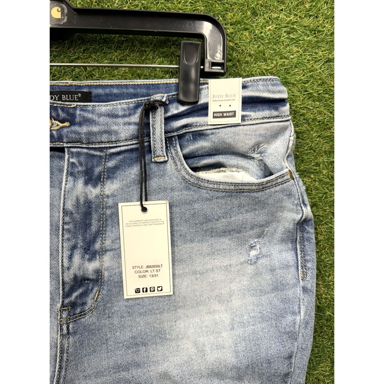 Vintage Judy Blue Jeans Flare Women's 13/31 High Rise Raw Hem Light Wash Stretch NWT Denim 5-Pocket Regular Inseam 33 Blue Jeans Women's Jeans Size 34" / US 12 / IT 48 - 5 Thumbnail