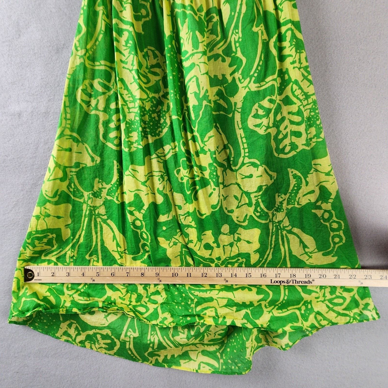 Tibi Tibi Tropical Floral Halter Top Green Yellow Ruched Bodice Size S / US 4 / IT 40 - 4 Thumbnail