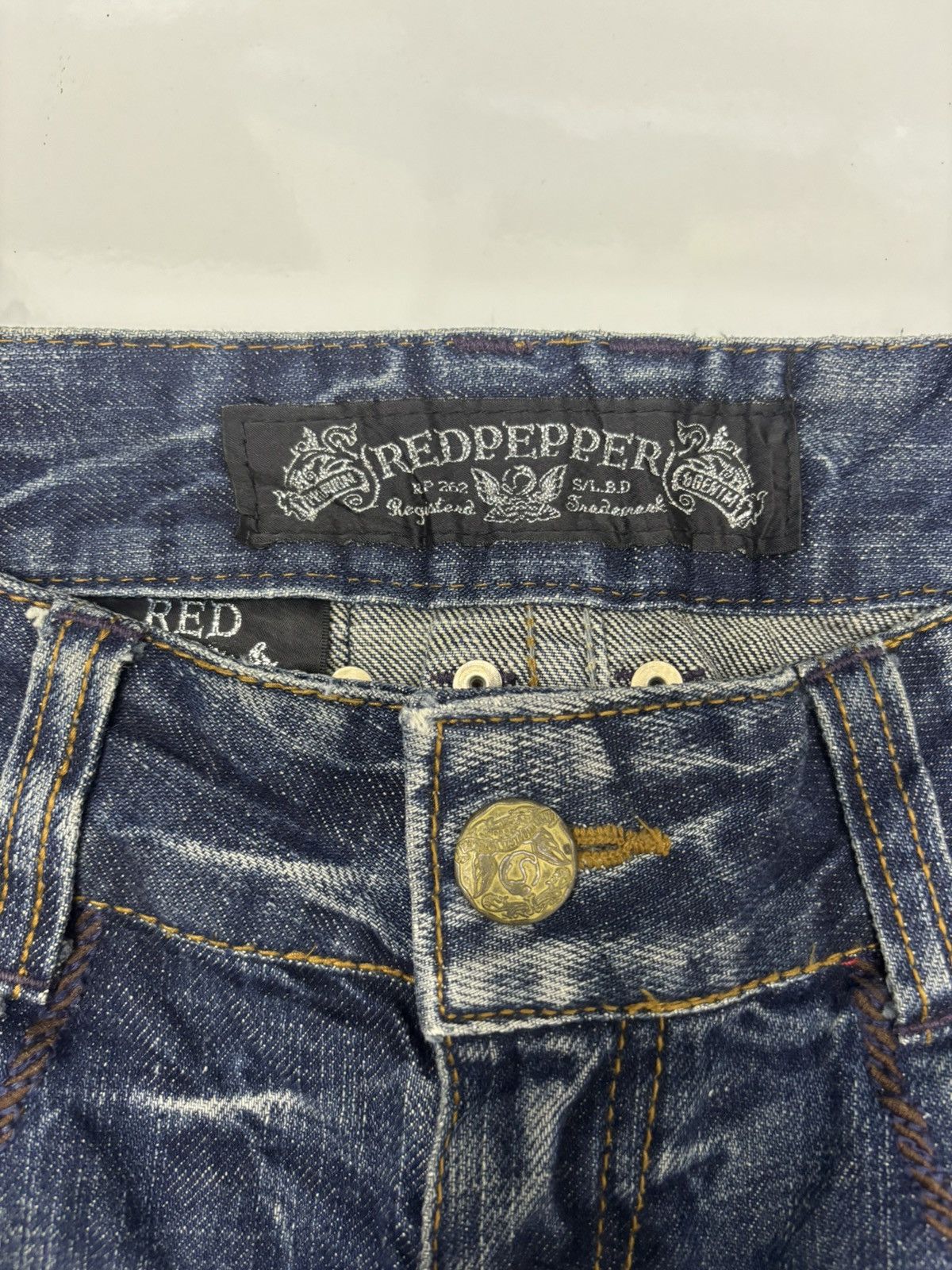 If Six Was Nine RED PEPPER FLARED JEANS DISTRESSED DENIM Size US 30 / EU 46 - 10 Thumbnail